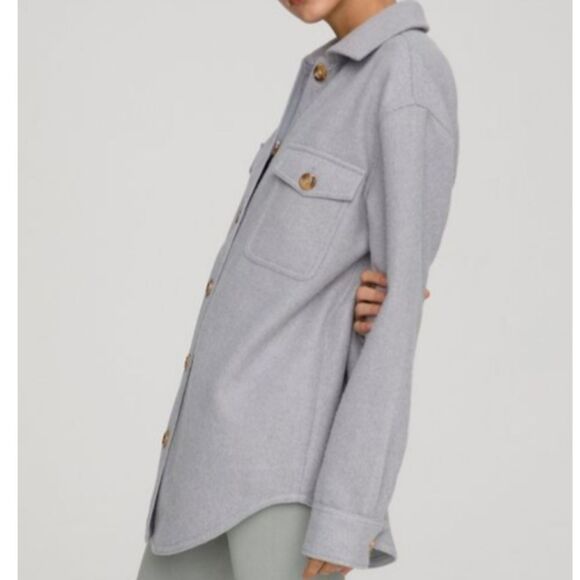 Good American Dusty Quarry Solid Oversized Shacket Women's Size 7/8 - Picture 4 of 16